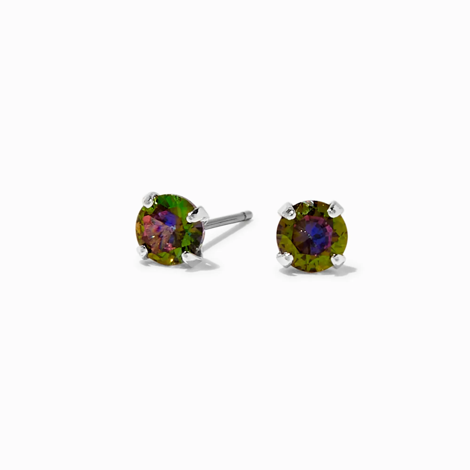 Claire's Clous D'oreilles-Clous d'oreilles en zircon cubique 5 mm iridescents AB arc-en-ciel