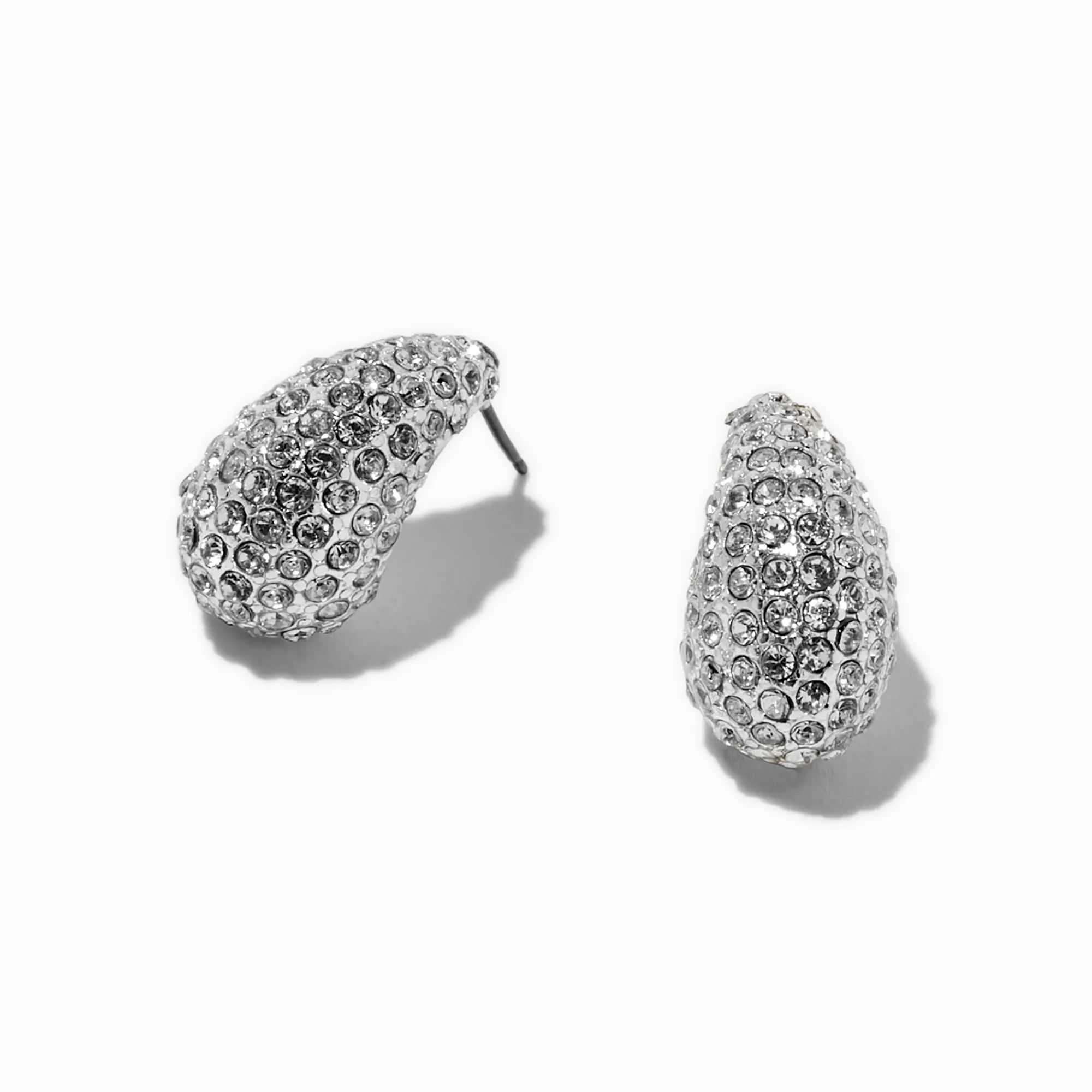 Claire's Clous D'oreilles-Clous d'oreilles grappe de haricot pavé couleur argentée