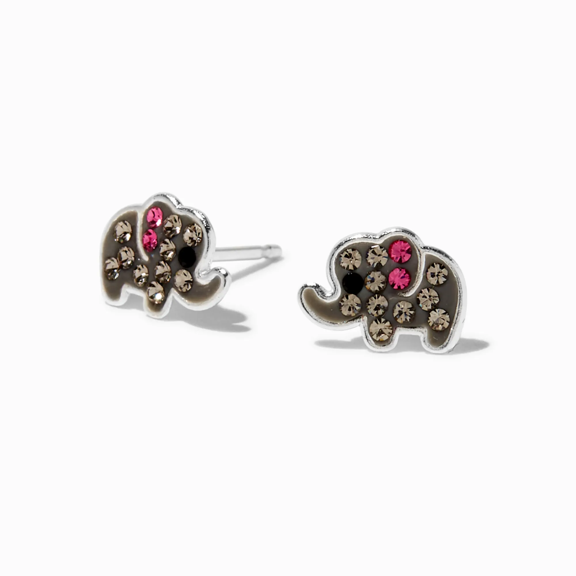 Claire's Clous D'oreilles-Clous d'oreilles éléphant strass couleur argentée