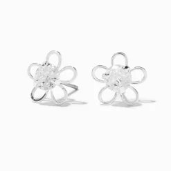 Claire's Clous D'oreilles-Clous d'oreilles marguerite en zircon cubique d'imitation couleur argentée