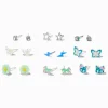 Claire's Clous D'oreilles-Clous d'oreilles motif printanier bleus - Lot de 9