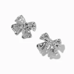 Claire's Clips Et Autocollants-Clous d'oreilles nœuds couleur argentée