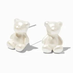 Claire's Clous D'oreilles-Clous d'oreilles ours couleur nacrée