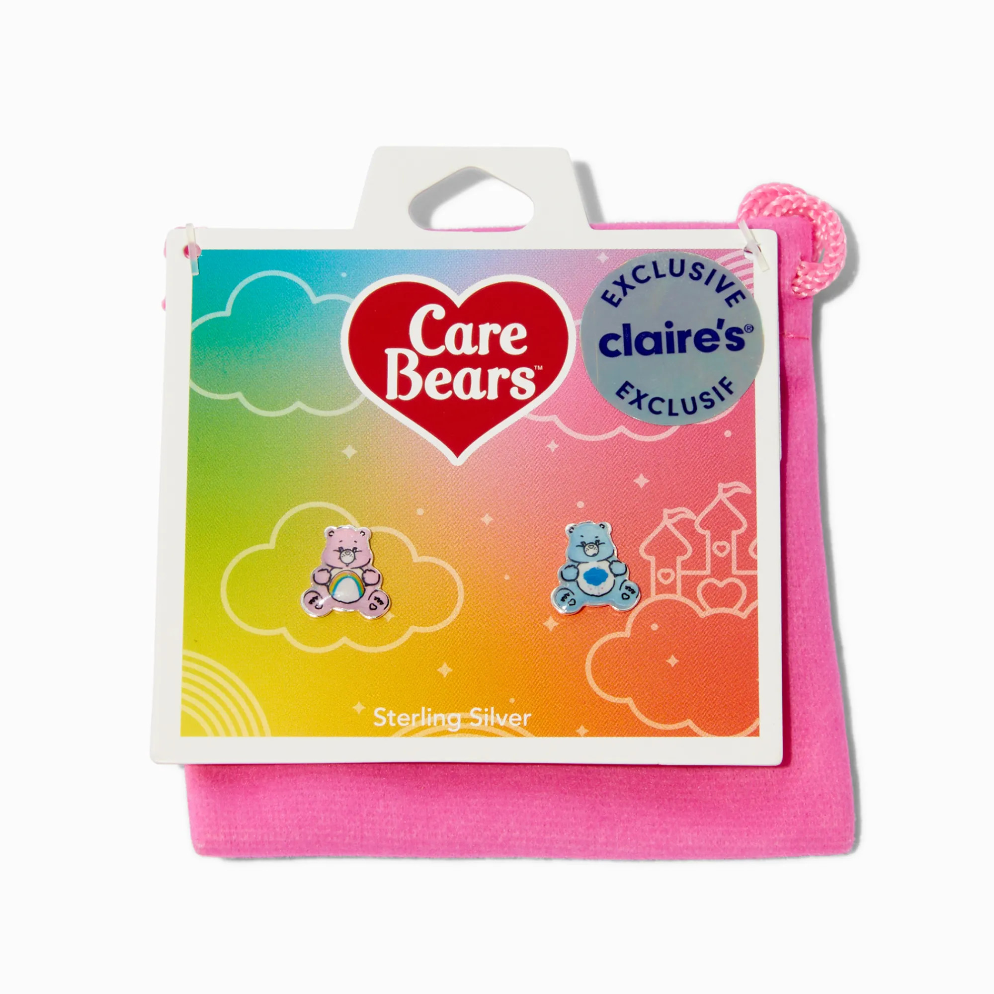 Claire's Clous D'oreilles-Clous d'oreilles ours Toutgentil et Touronchon émaillés couleur argentée Bisounours™ en exclusivité chez Claire's