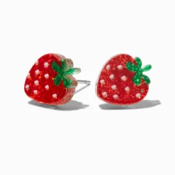 Claire's Clous D'oreilles-Clous d'oreilles à paillettes fraise