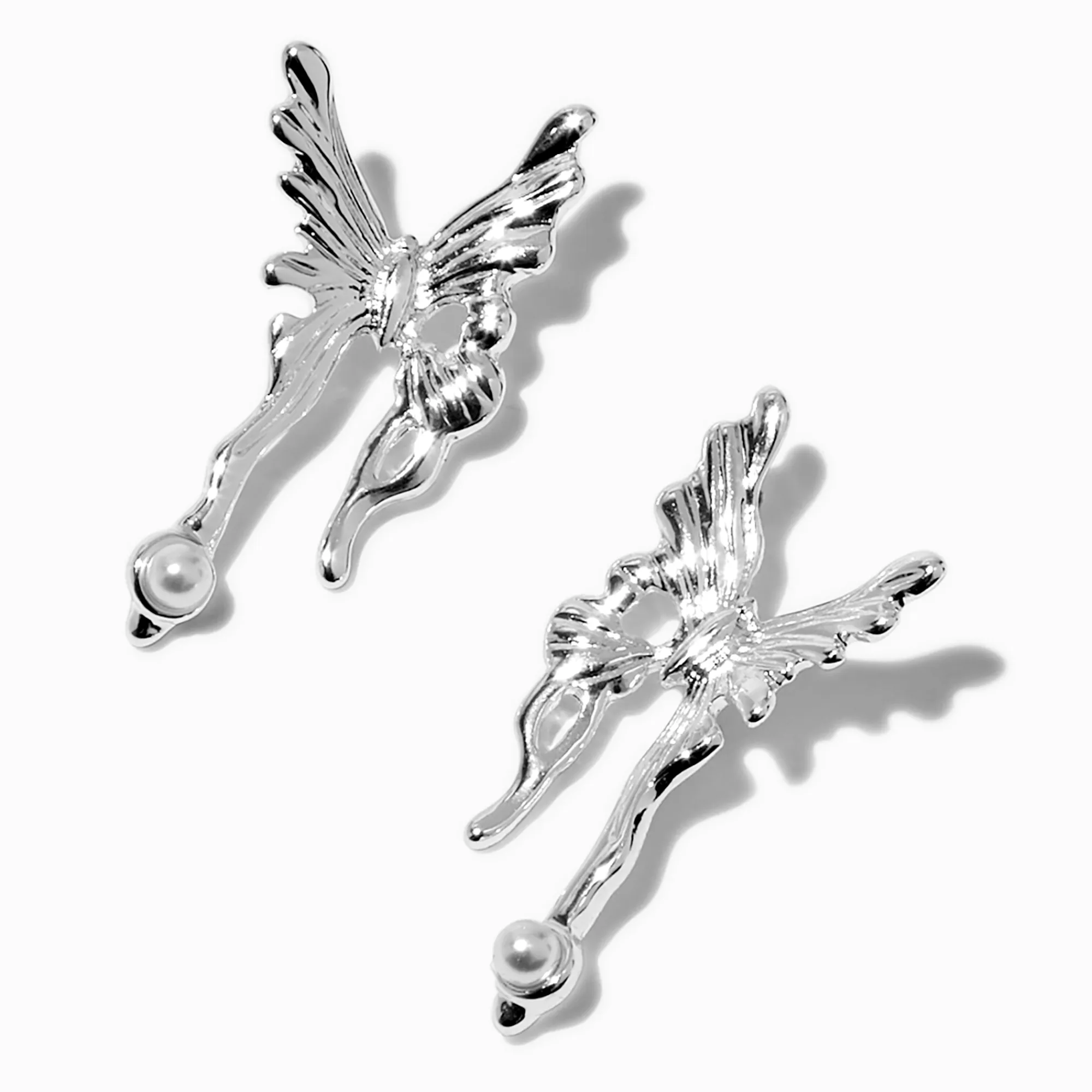 Claire's Clous D'oreilles-Clous d'oreilles papillon coulants couleur argentée