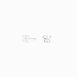 Claire's Clous D'oreilles|Bijoux Premium-Clous d'oreilles papillon ronds 10 mm en zircon cubique couleur argentée
