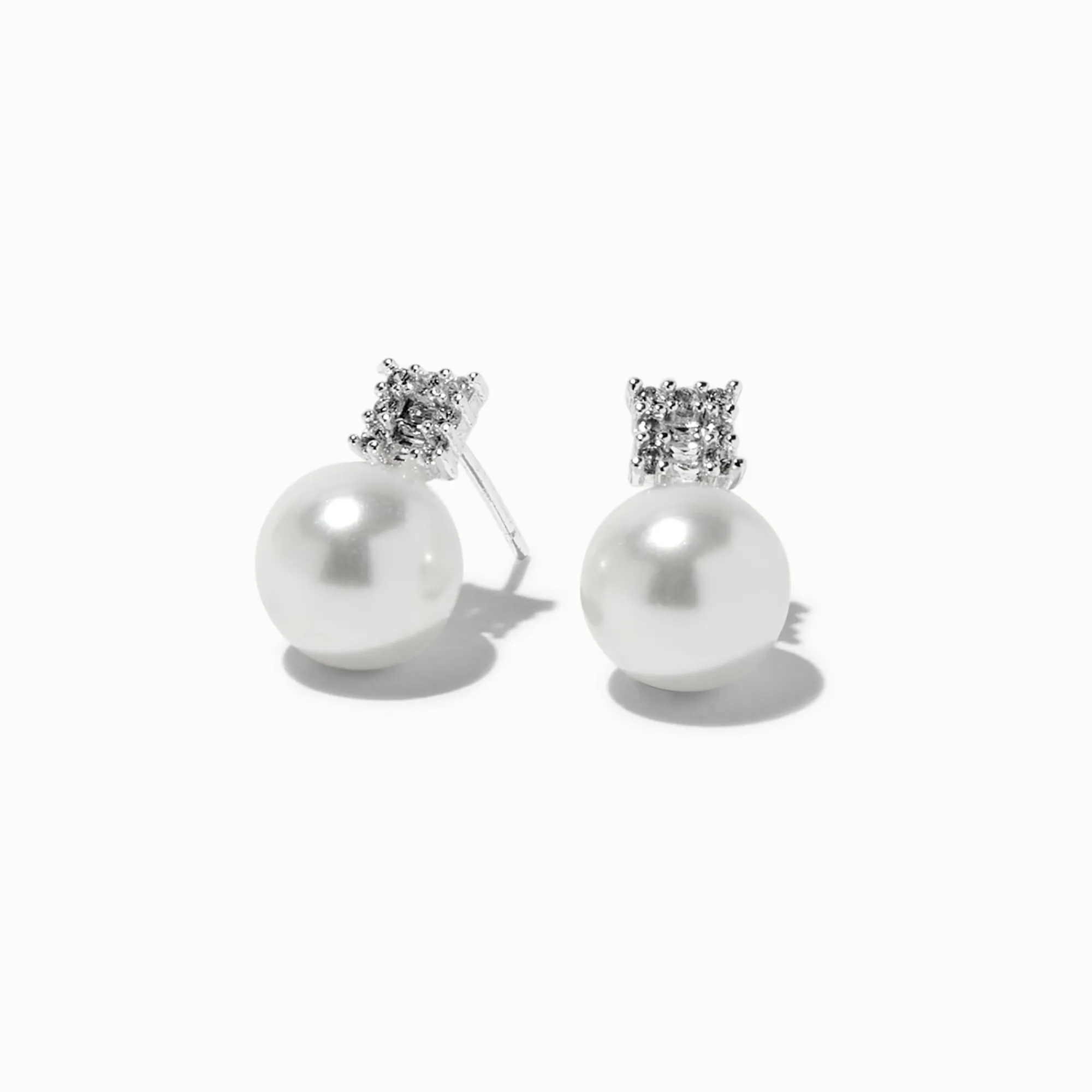 Claire's Clous D'oreilles-Clous d'oreilles perle d’imitation strass couleur argentée