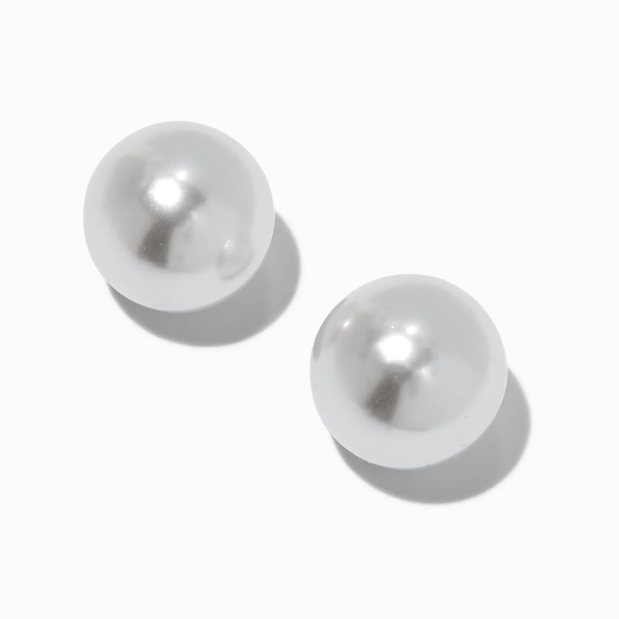 Claire's Clous D'oreilles-Clous d'oreilles perle d'imitation 20 mm couleur argentée