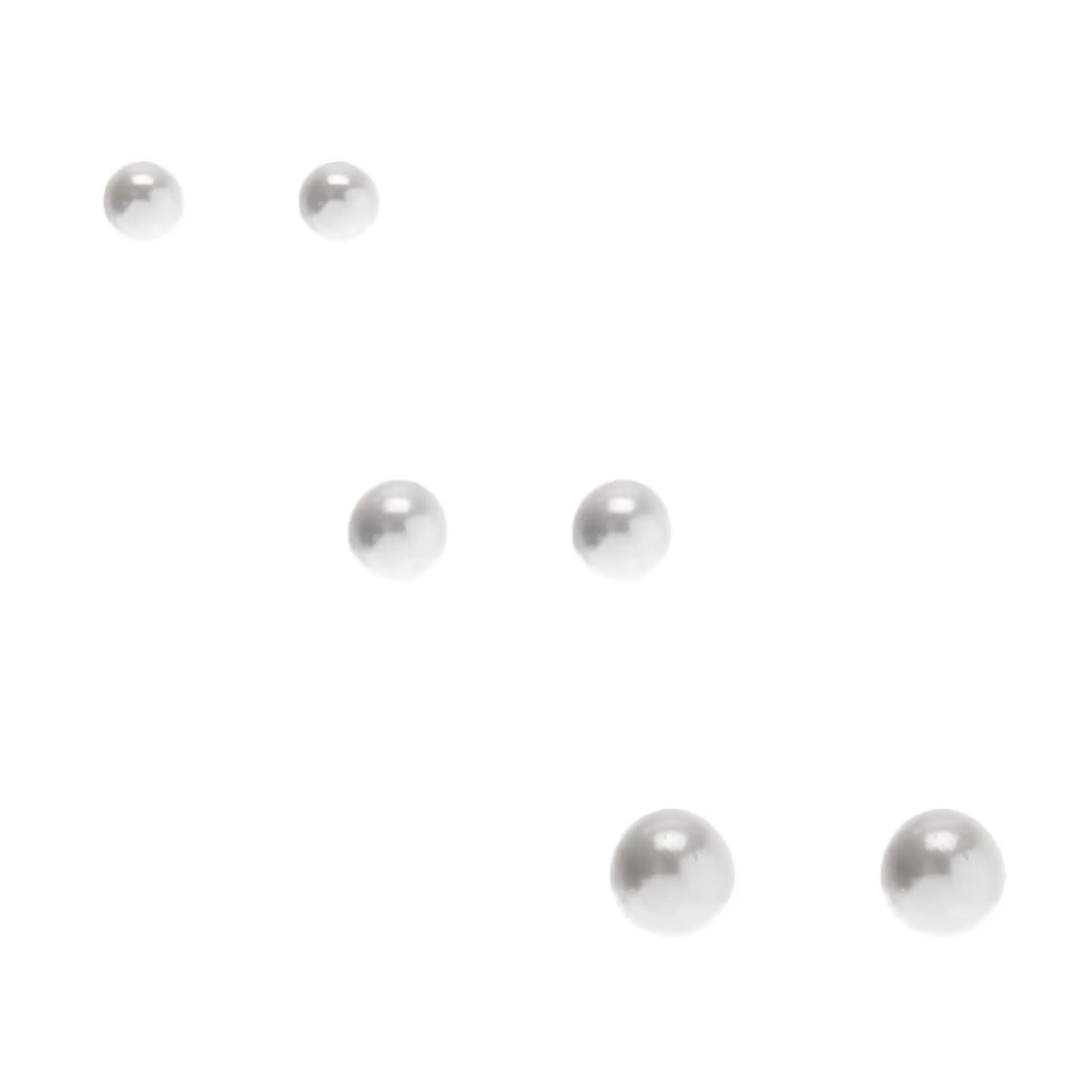 Claire's Clous D'oreilles-Clous d'oreilles perles d'imitation blanches de tailles graduelles - Lot de 3