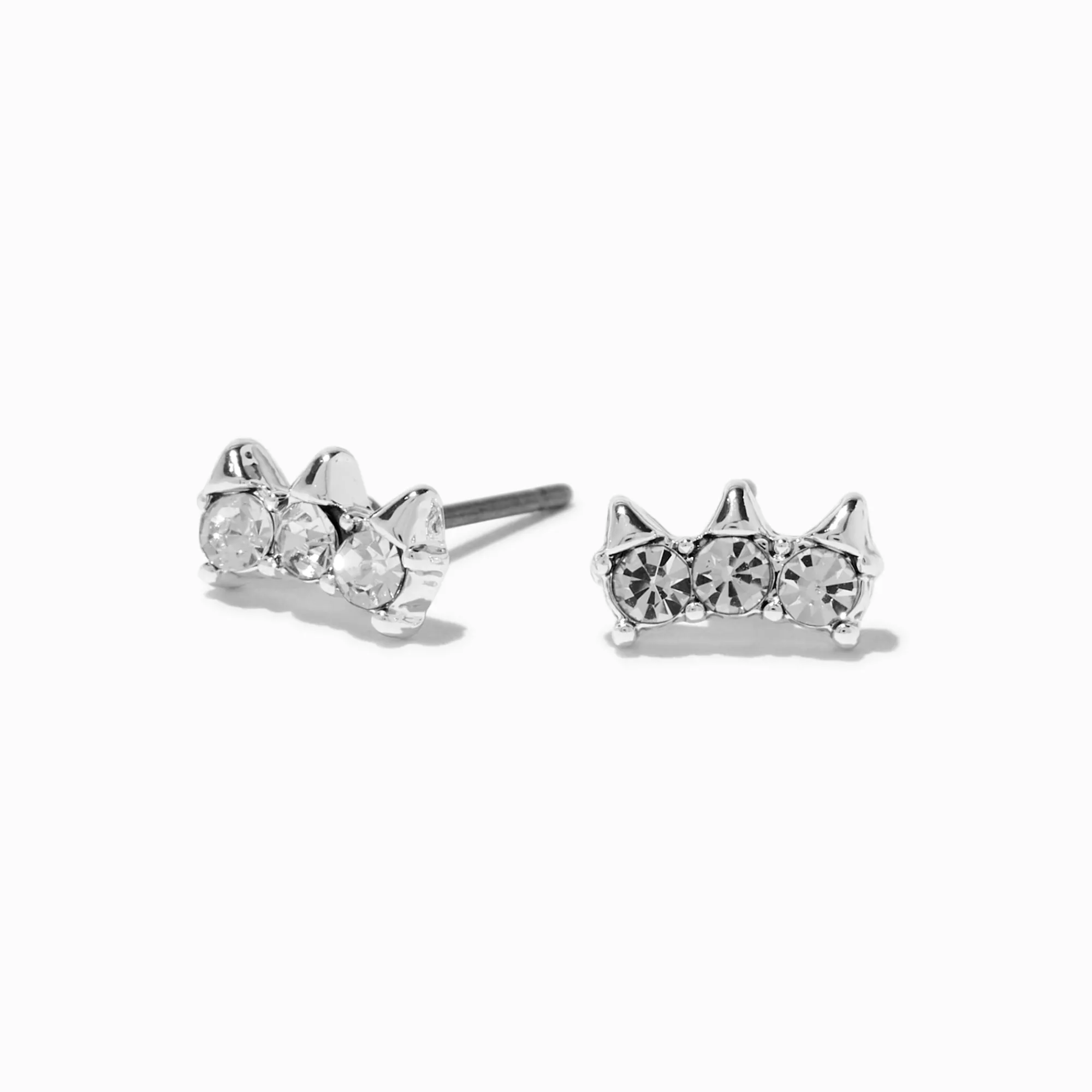 Claire's Clous D'oreilles-Clous d'oreilles à pointes strass couleur argentée