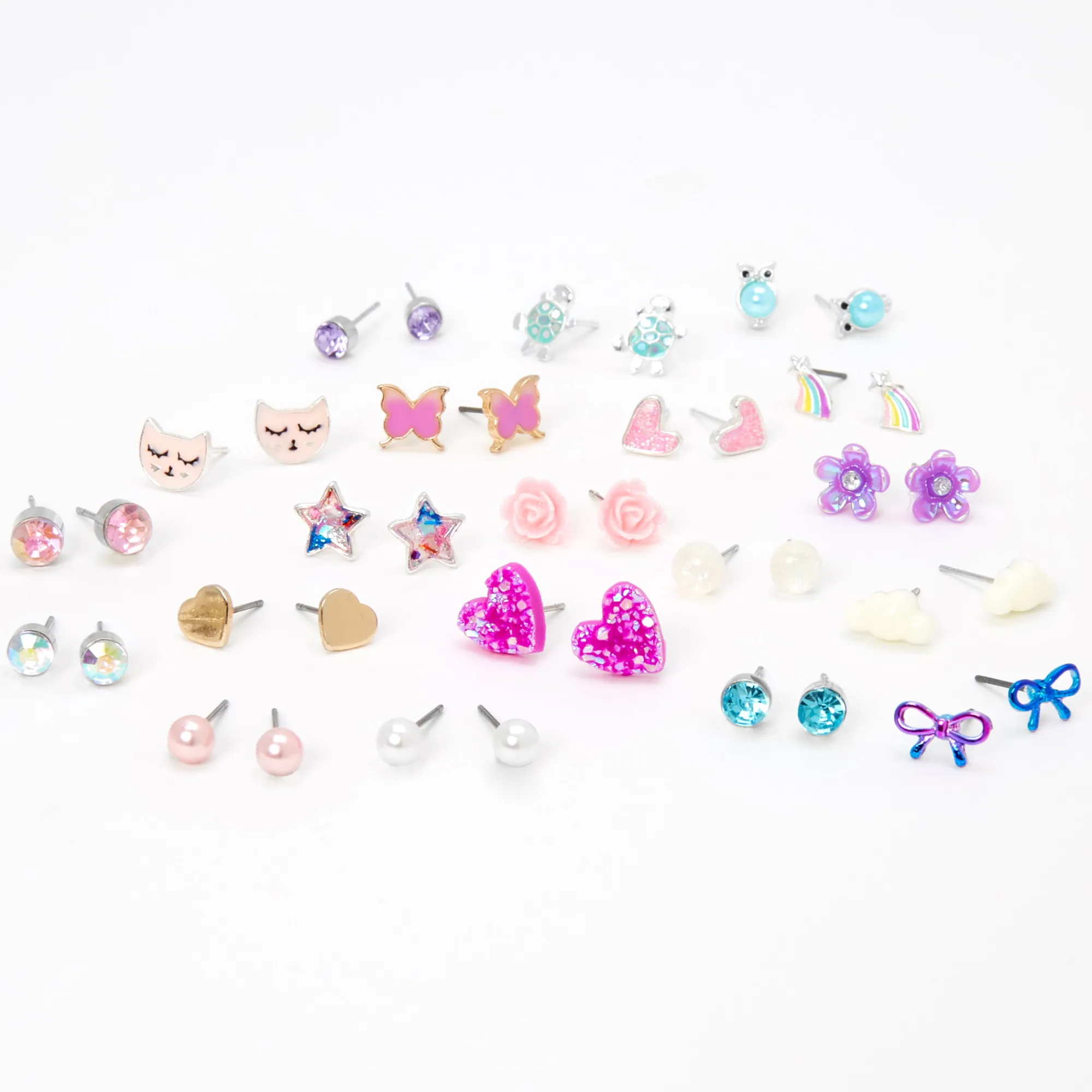 Claire's Clous D'oreilles-Clous d'oreilles printaniers violets - Lot de 20