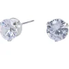 Claire's Clous D'oreilles-Clous d'oreilles ronds avec strass en zircon cubique d'imitation couleur argentée - 7 mm