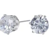Claire's Clous D'oreilles-Clous d'oreilles ronds avec strass en zircon cubique d'imitation couleur argentée - 8 mm