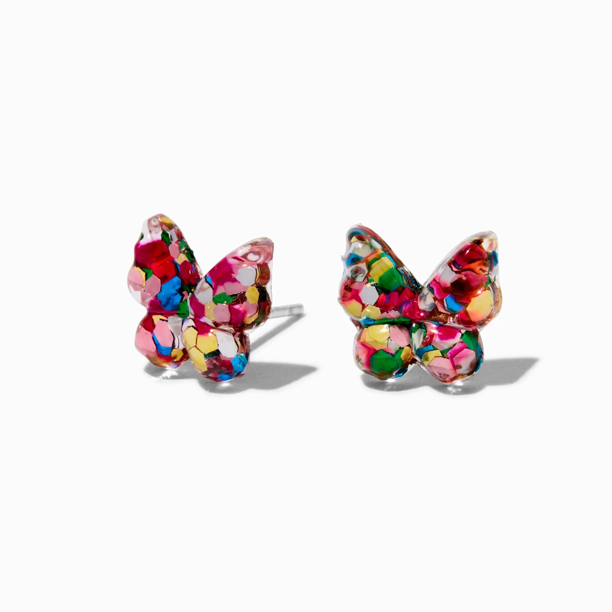 Claire's Clous D'oreilles|Bijoux Premium-Clous d'oreilles tige couleur argentée papillon confetti