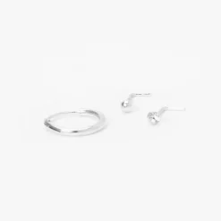 Claire's Bijoux Premium|Bijoux De Piercing-Clous et anneaux de nez géométriques 0,6 mm couleur argentée - Lot de 3