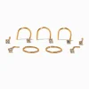 Claire's Clous D'oreilles|Bijoux Premium-Clous et anneaux pour piercing de nez avec zircon cubique 0,6 mm en titane couleur dorée - Lot de 9
