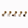 Claire's Bijoux De Piercing-Clous pour piercing de cartilage non filetés 1,0 mm zircon cubique acier inoxydable couleur dorée - Lot de 5