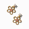 Claire's Pendantes|Bijoux Premium-C LUXE by Claire's Gold-tone Sterling Silver Cubic Zirconia Pink Flower Drop Earrings