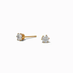 Claire's Clous D'oreilles|Bijoux Premium-C LUXE by Claire's 18kt Gold Plated Cubic Zirconia 4mm Round Cupcake Stud Earrings
