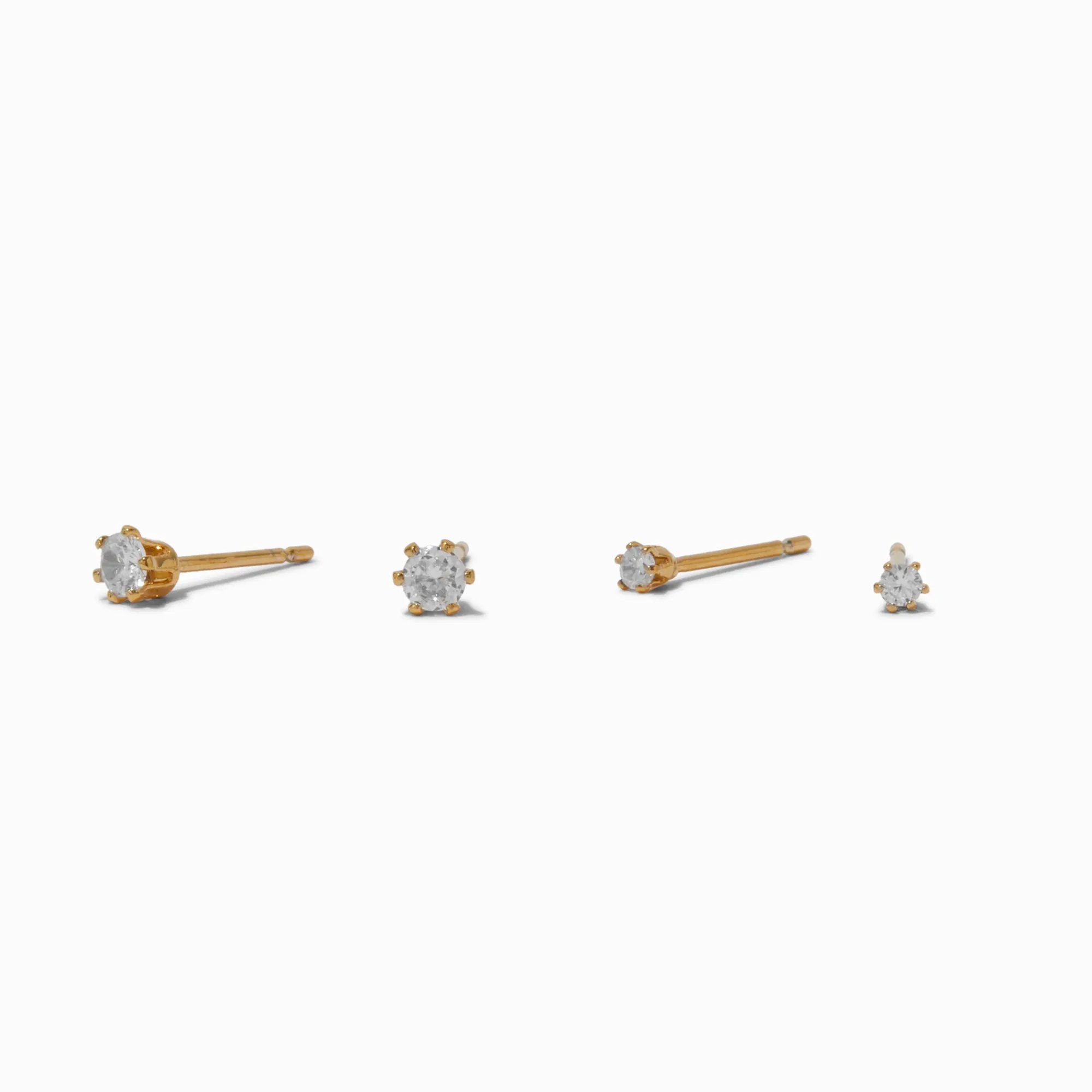Claire's Clous D'oreilles|Bijoux Premium-C LUXE by Claire's 18kt Gold Plated Cubic Zirconia 2mm & 3mm Stud Earrings - 2 Pack