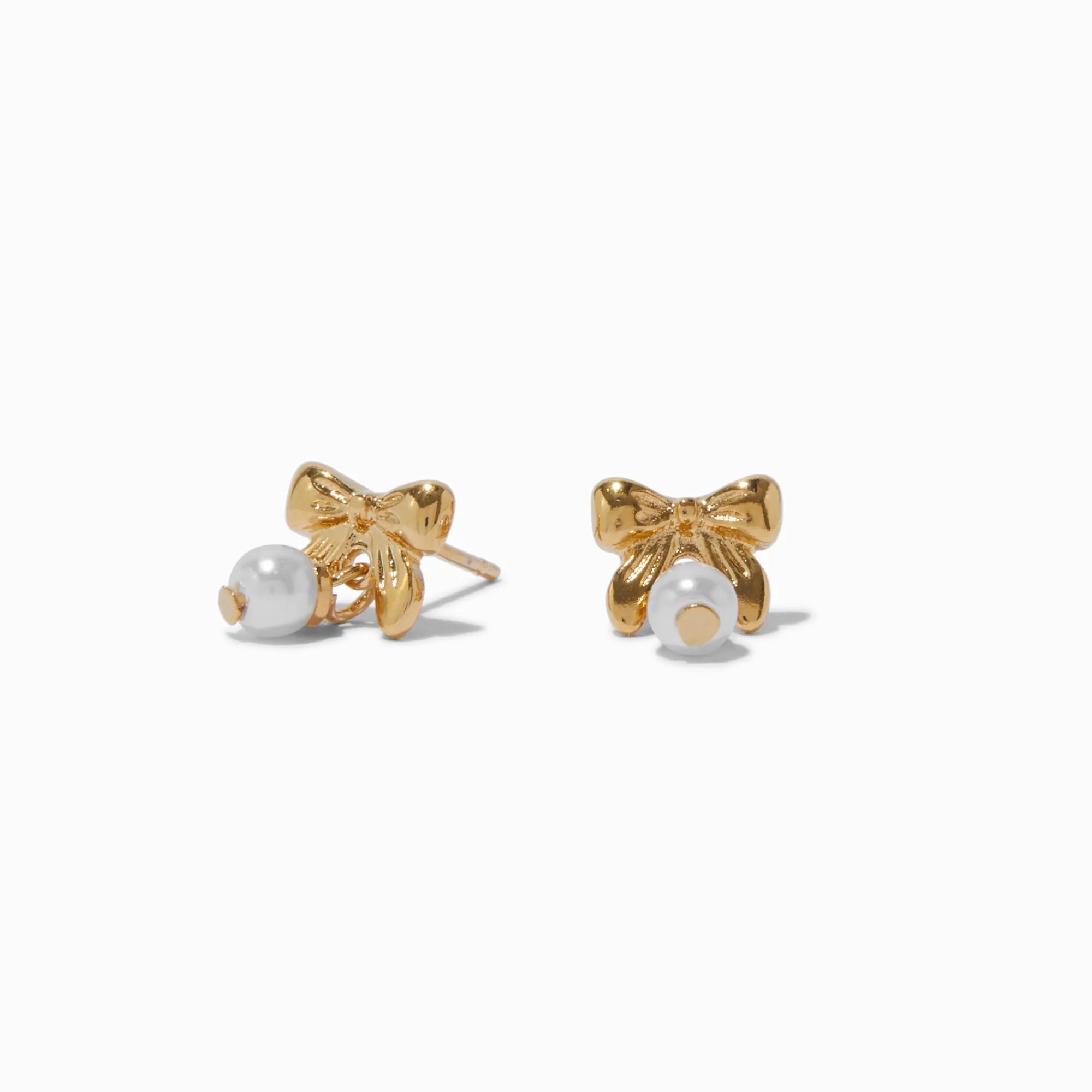 Claire's Clous D'oreilles|Bijoux Premium-C LUXE by Claire's 18kt Gold Plated Pearl Bow Stud Earrings