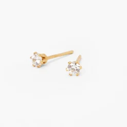 Claire's Clous D'oreilles|Bijoux Premium-C LUXE by Claire's 18kt Gold Plated Cubic Zirconia 3mm Cupcake Round Stud Earrings