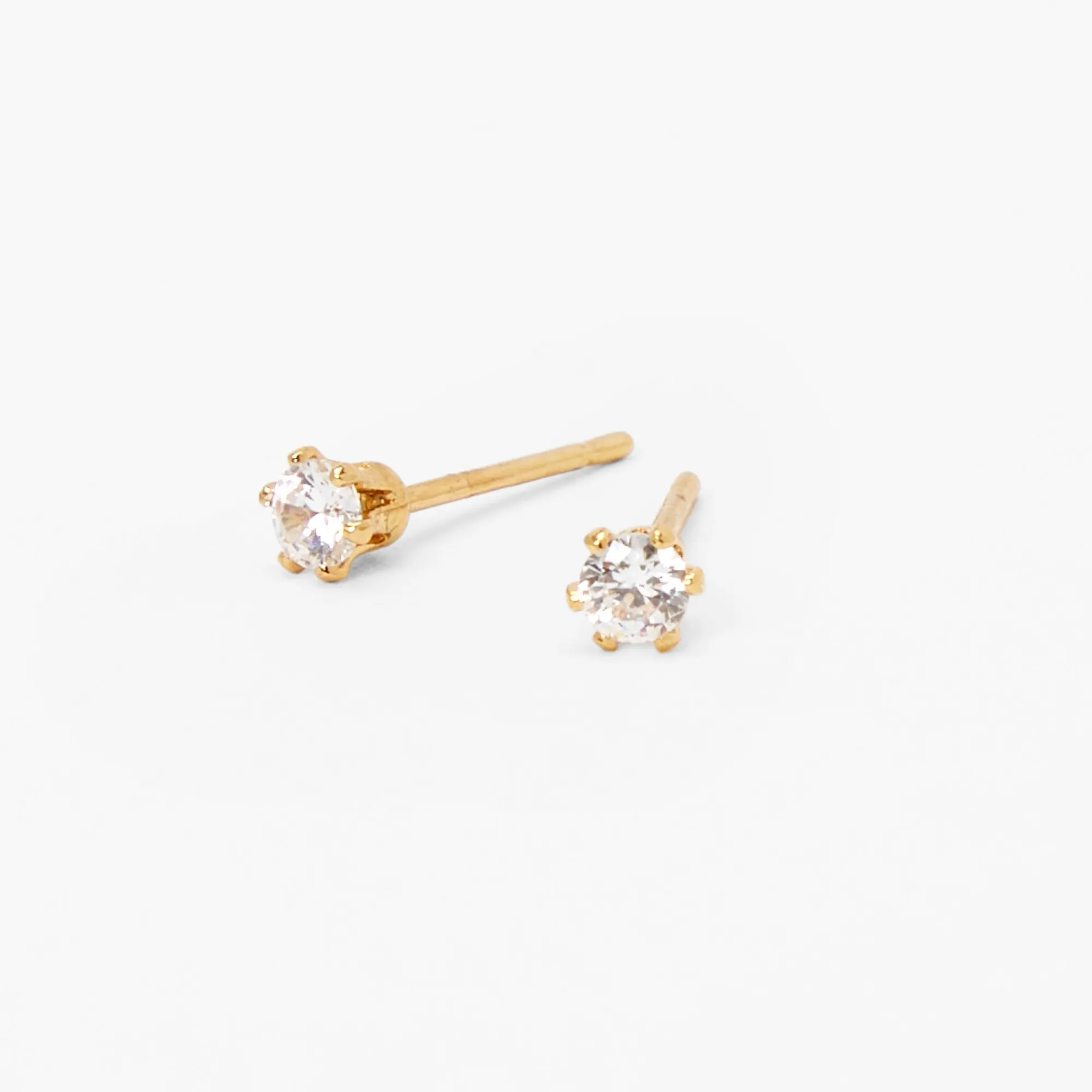 Claire's Clous D'oreilles|Bijoux Premium-C LUXE by Claire's 18kt Gold Plated Cubic Zirconia 3mm Cupcake Round Stud Earrings