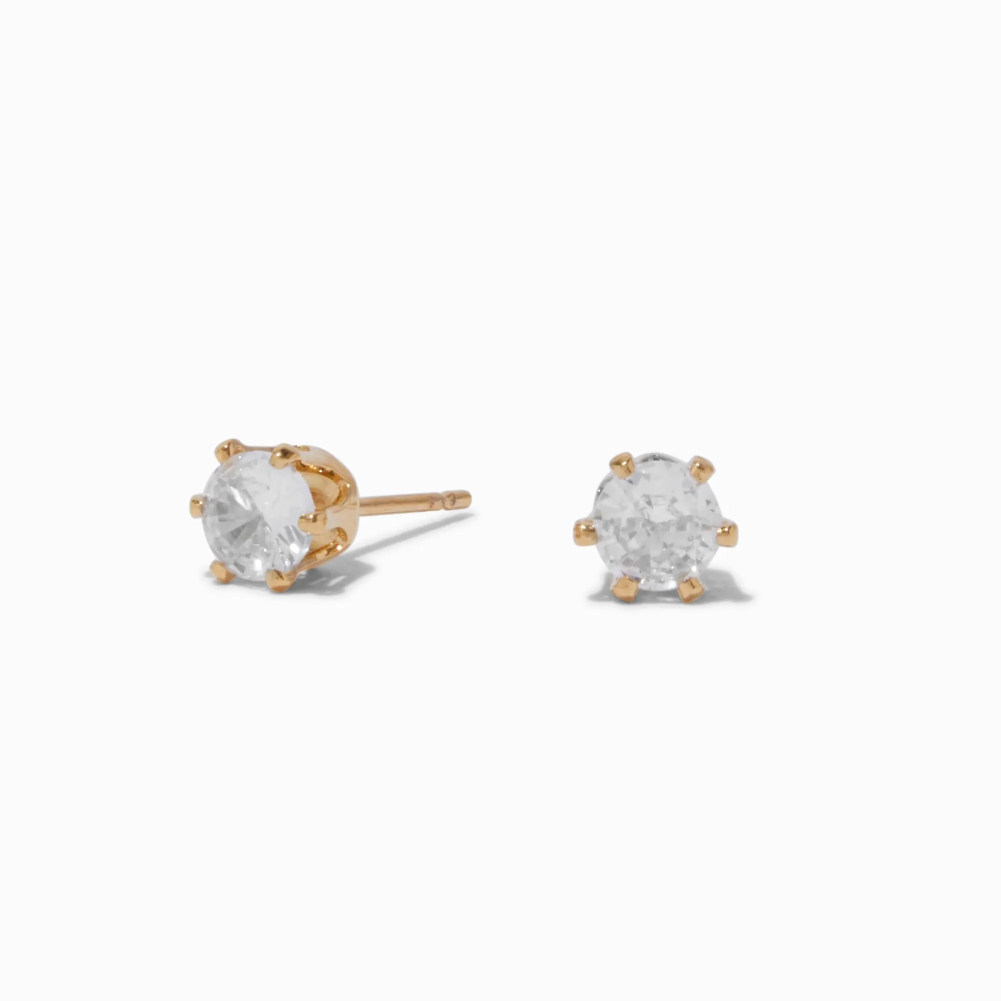 Claire's Clous D'oreilles|Bijoux Premium-C LUXE by Claire's 18kt Gold Plated Cubic Zirconia 5mm Round Cupcake Stud Earrings