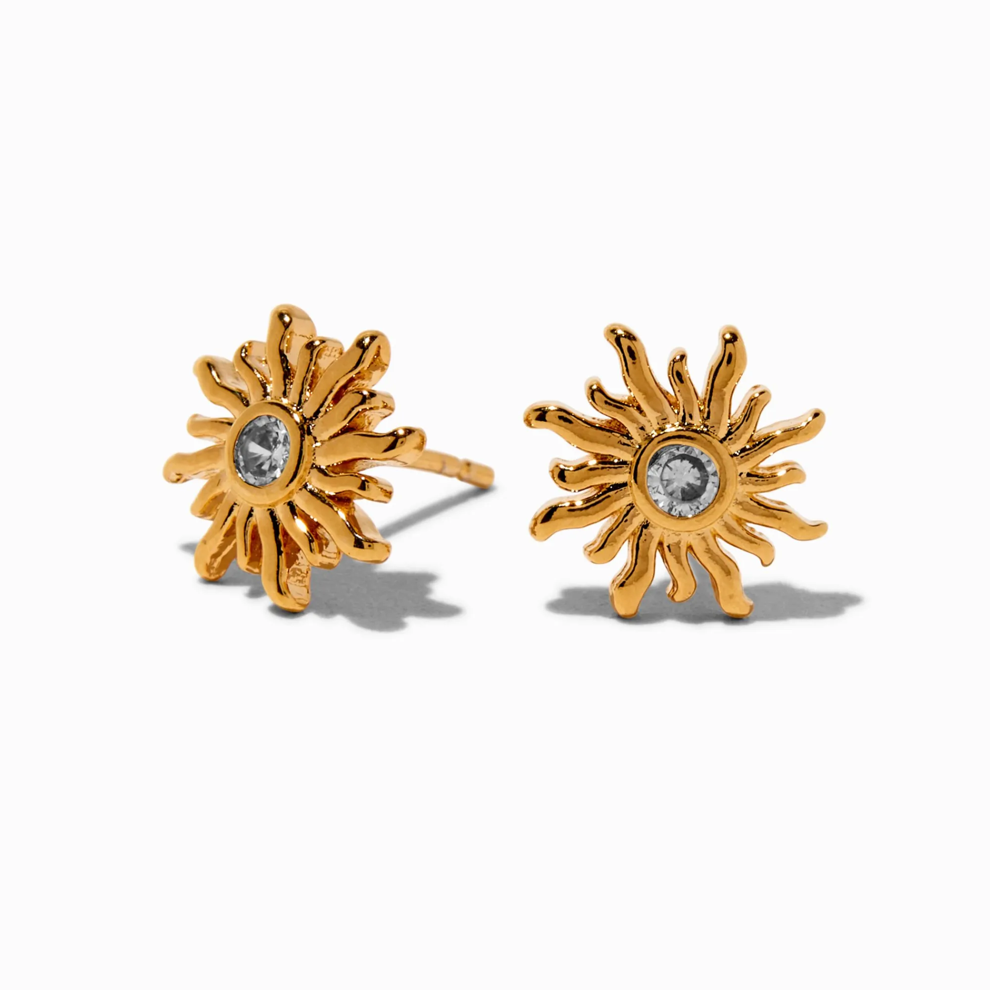 Claire's Clous D'oreilles|Bijoux Premium-C LUXE by Claire's 18kt Gold Plated Cubic Zirconia Sun Stud Earrings