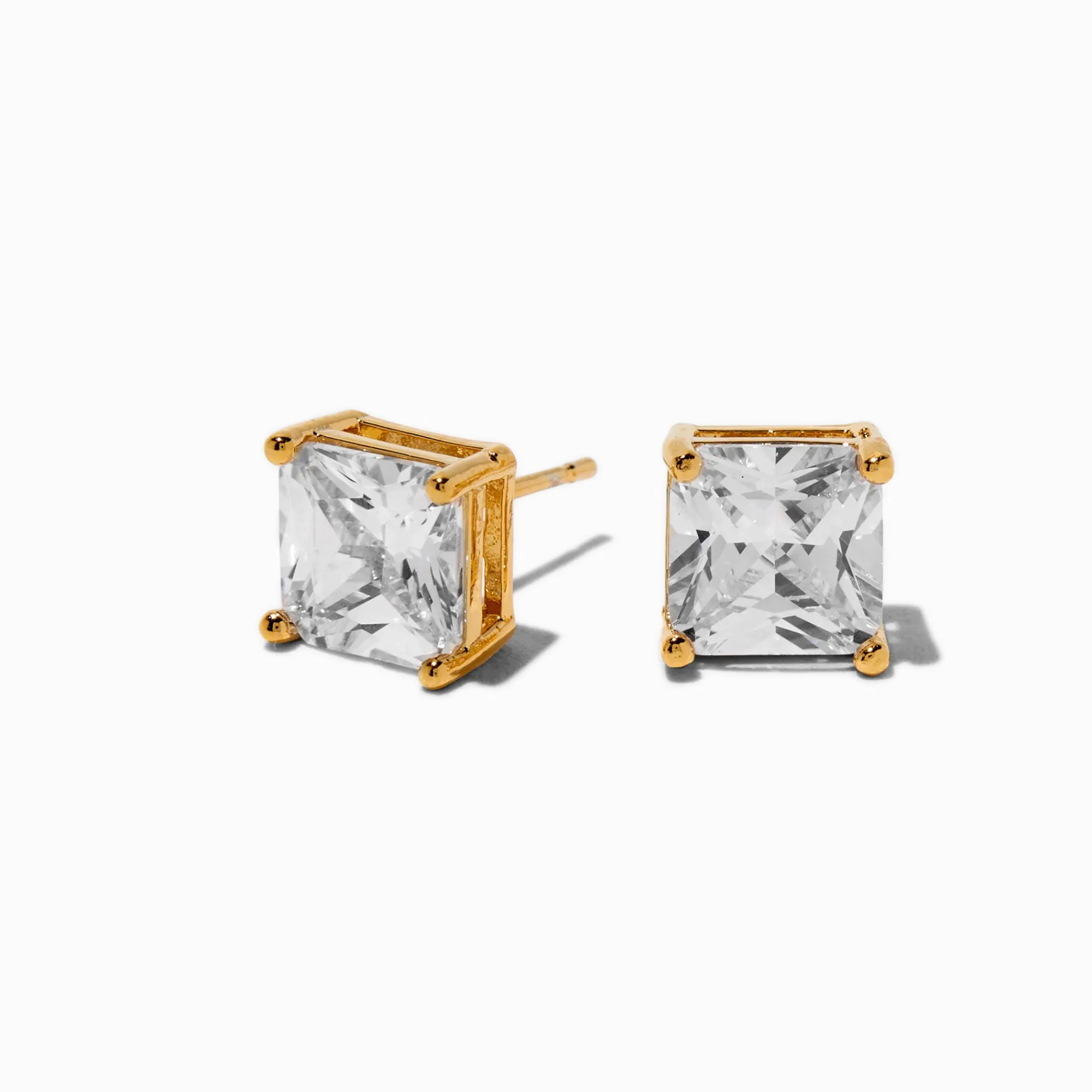 Claire's Clous D'oreilles|Bijoux Premium-C LUXE by Claire's 18kt Gold Plated Cubic Zirconia 8mm Square Stud Earrings