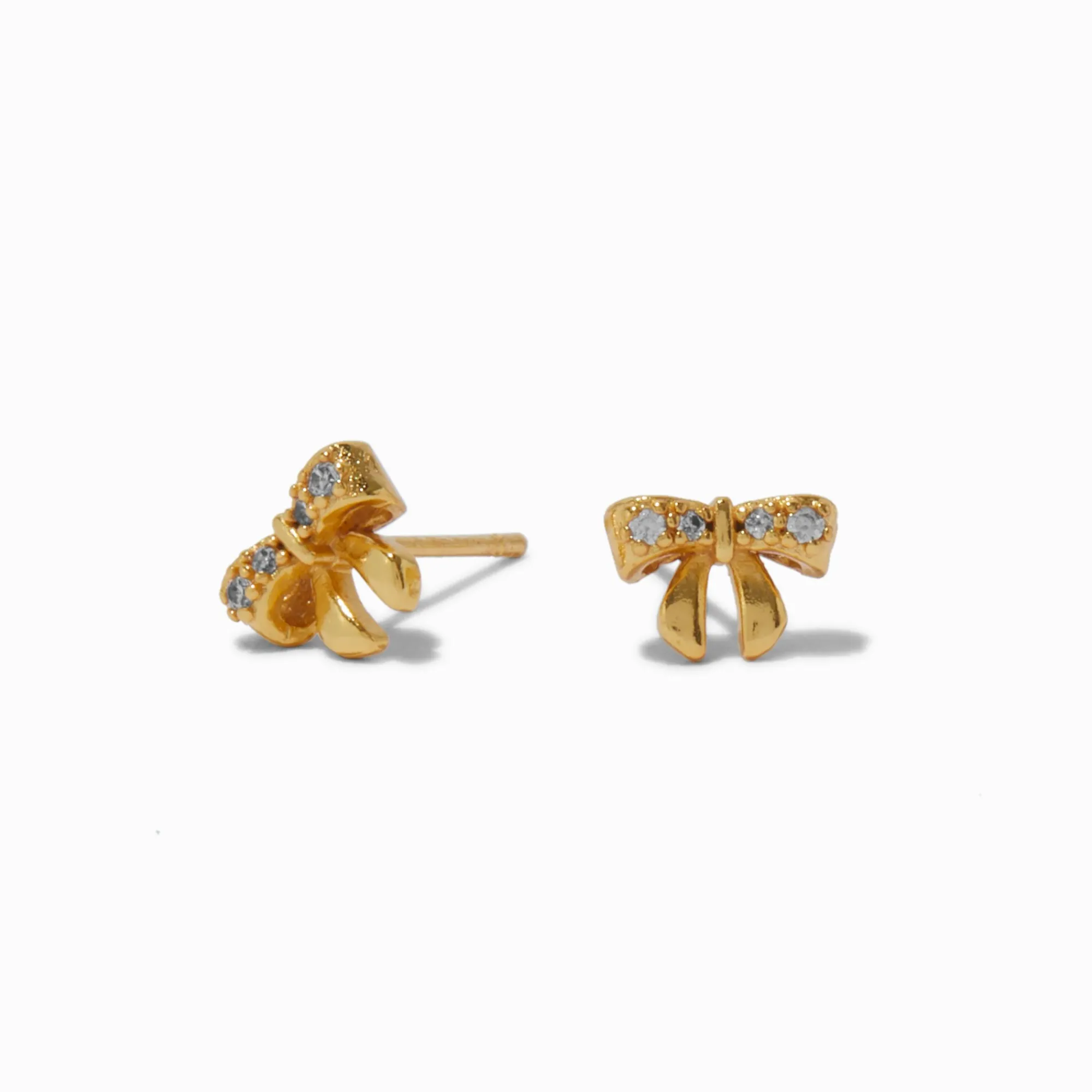 Claire's Clous D'oreilles|Bijoux Premium-C LUXE by Claire's 18k Yellow Gold Plated Cubic Zirconia Bow Stud Earrings