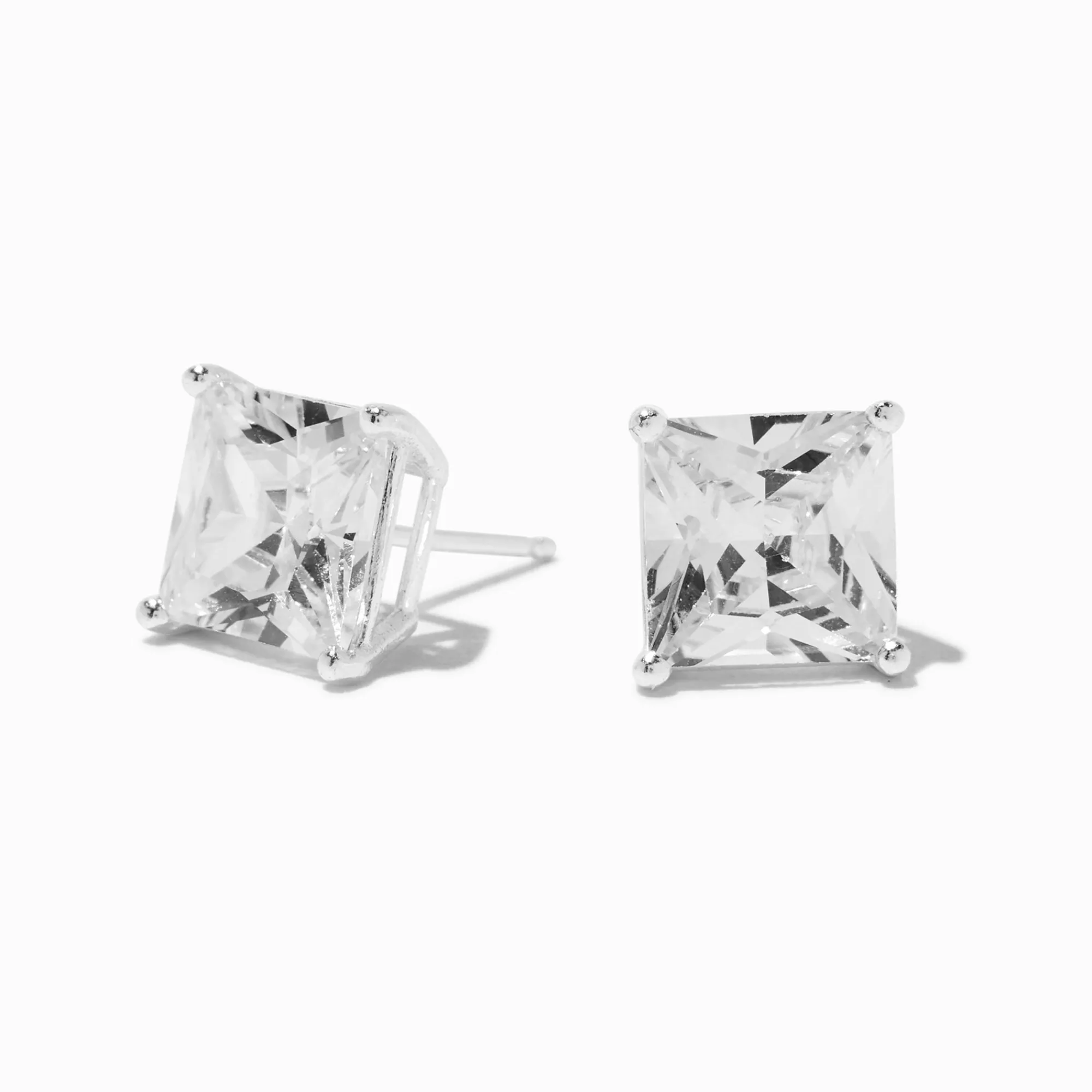 Claire's Clous D'oreilles|Bijoux Premium-C LUXE by Claire's Sterling Silver Cubic Zirconia 8mm Square Stud Earrings