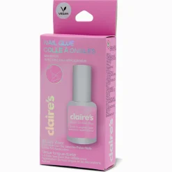 Claire's Ongles-Colle nail art et pour faux ongles application au pinceau rose vegan