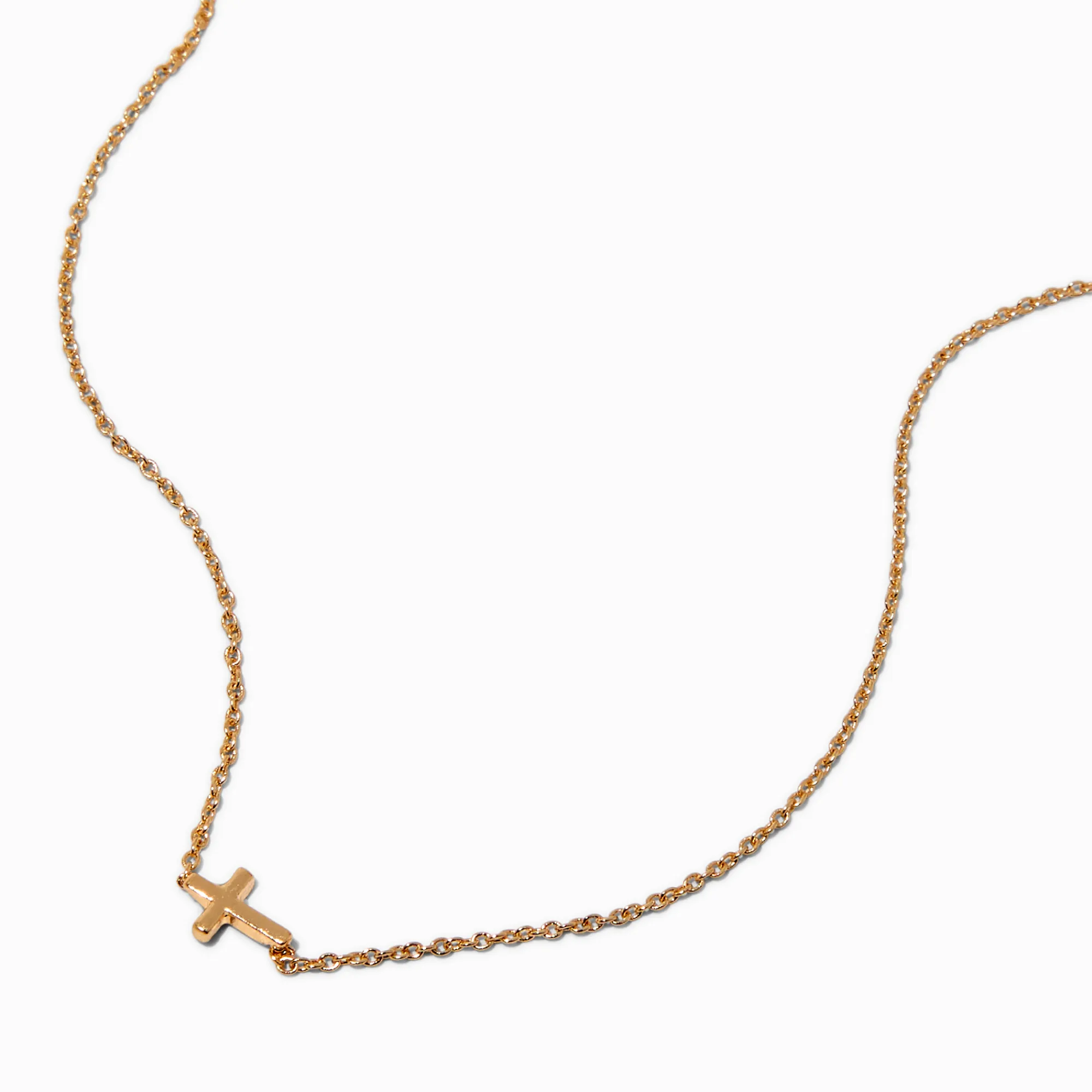 Claire's Colliers-Collier avec mini pendentif croix oblique couleur dorée