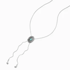 Claire's Colliers-Collier bolo couleur argentée médaillon turquoise