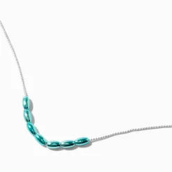 Claire's Colliers-Collier de chaîne billes coulissantes anodisées bleues