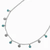 Claire's Colliers-Collier de chaîne couleur argentée disques couleur turquoise