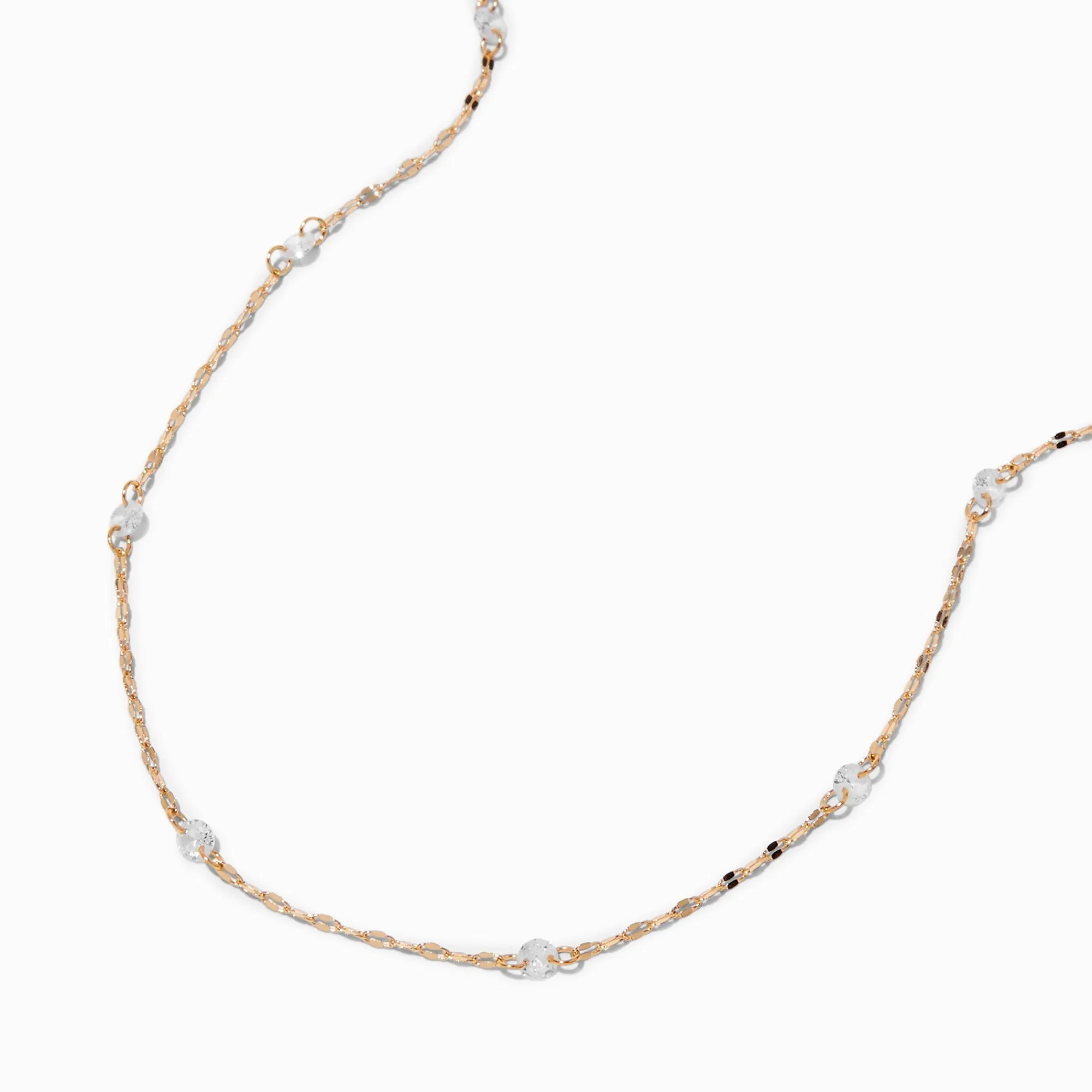 Claire's Colliers-Collier de chaîne disco en zircon cubique d'imitation couleur dorée