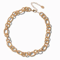 Claire's Colliers-Collier de chaîne façon corde torsadée couleur dorée