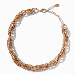 Claire's Colliers-Collier de chaîne à maillons ovales texturés couleur dorée
