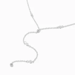 Claire's Colliers-Collier en Y confetti délicats en zircon cubique couleur argentée