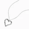 Claire's Colliers-Collier long à pendentif cœur texturé couleur argentée
