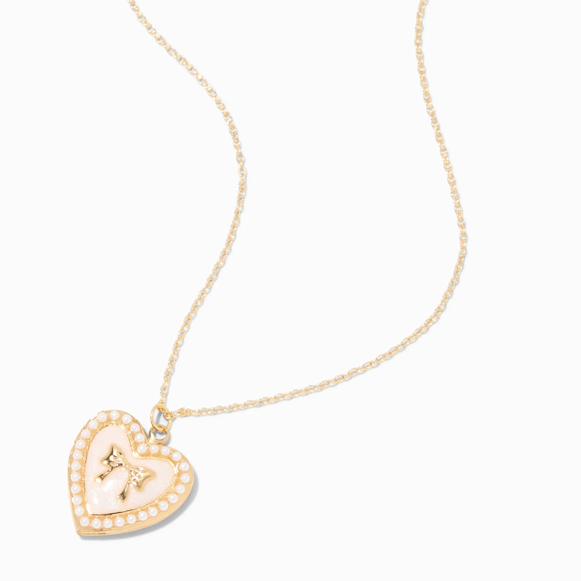 Claire's Colliers-Collier à médaillon perlé nœud couleur dorée
