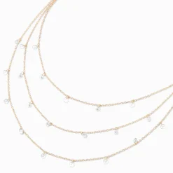 Claire's Clous D'oreilles|Colliers-Collier multi-rangs confetti en zircon cubique couleur dorée