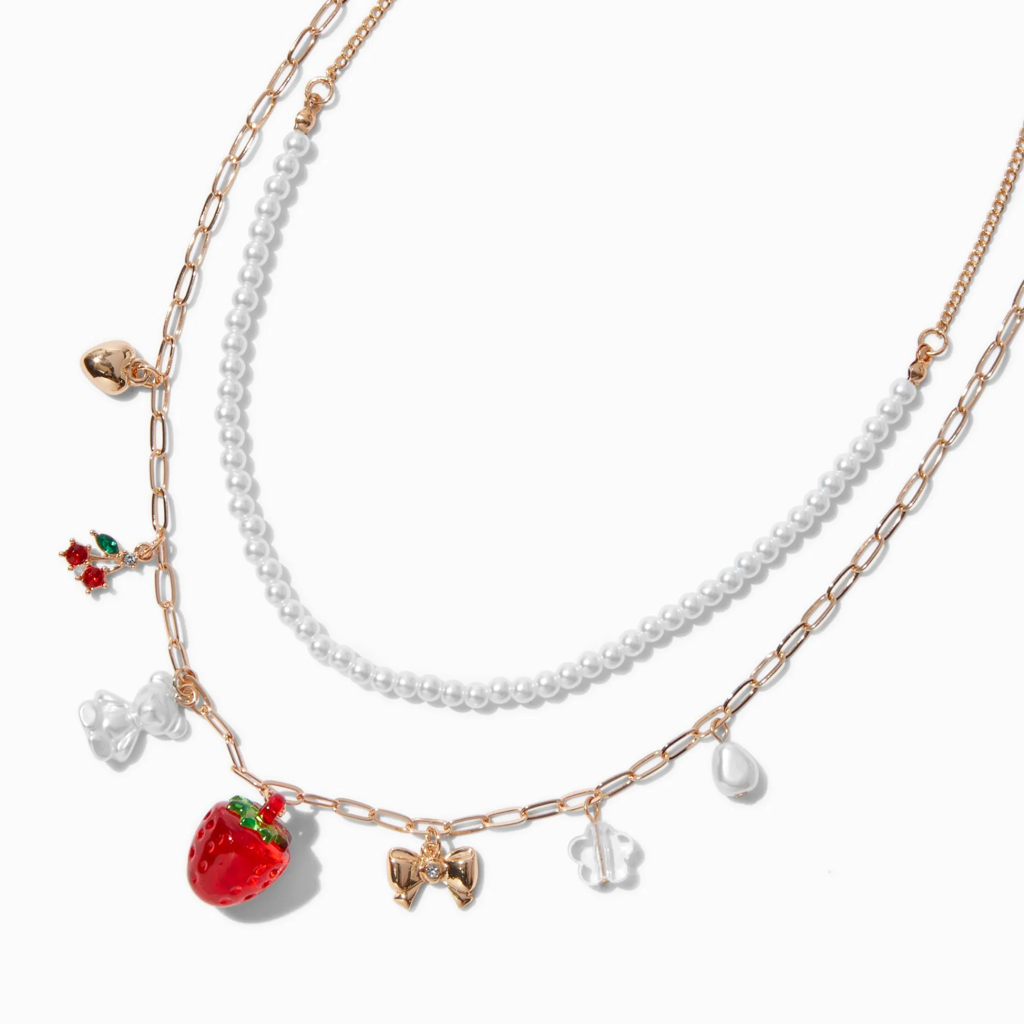 Claire's Colliers-Collier multi-rangs perle d'imitation fruits rouges