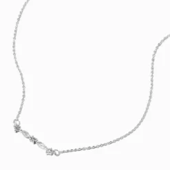 Claire's Clous D'oreilles|Colliers-Collier à pendentif barre en zircon cubique couleur argentée