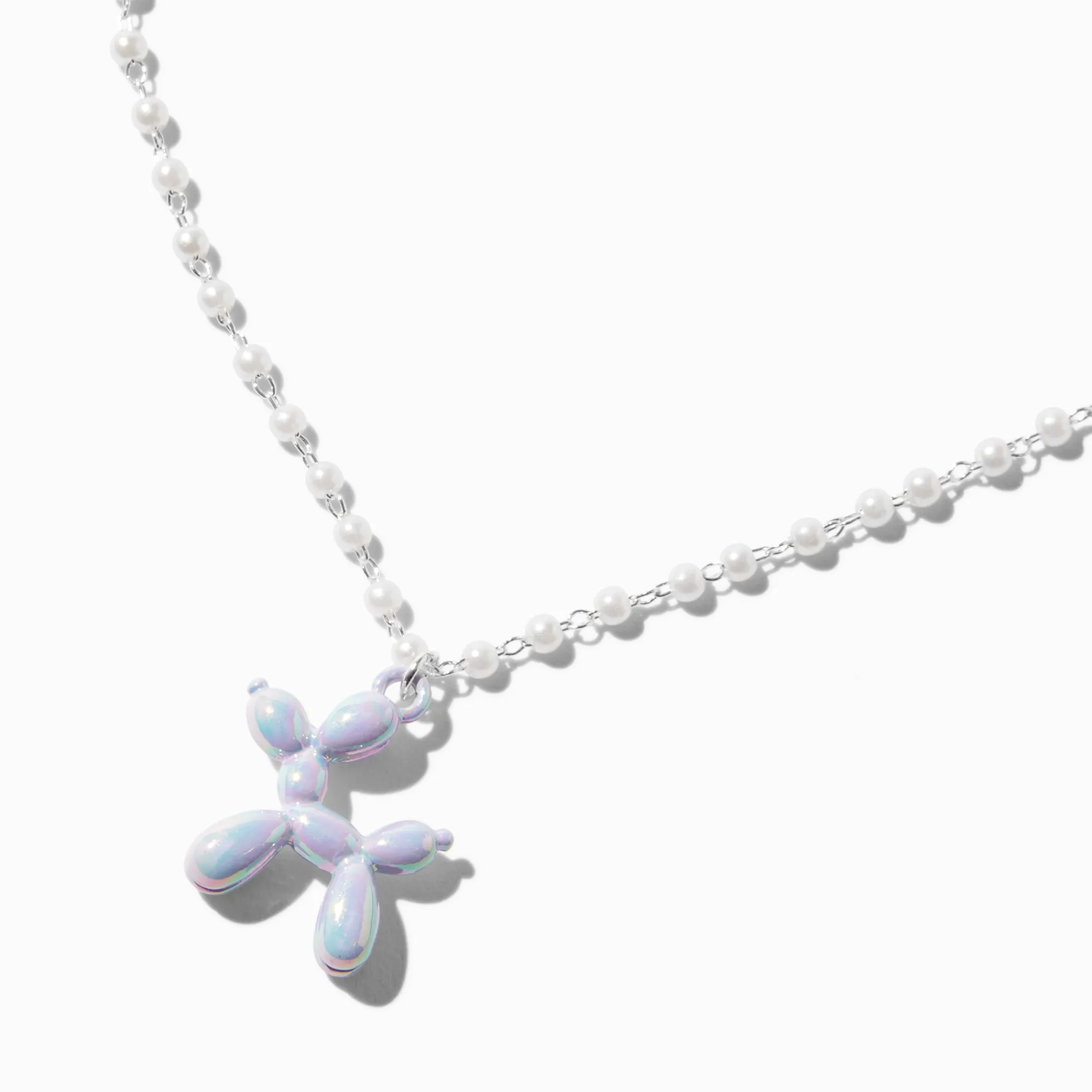 Claire's Colliers-Collier à pendentif chaîne perle d'imitation animal en ballons de baudruche iridescent