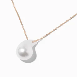 Claire's Colliers-Collier à pendentif couleur dorée perle d'imitation bulle