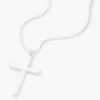 Claire's Colliers-Collier à pendentif croix couleur argentée